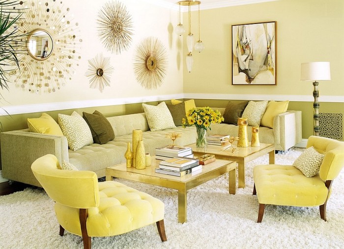 How to decorate a green and yellow room