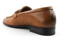 Mens cognac slip on dress shoes