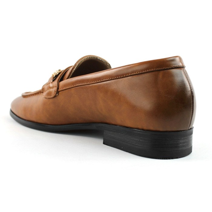 Mens cognac slip on dress shoes