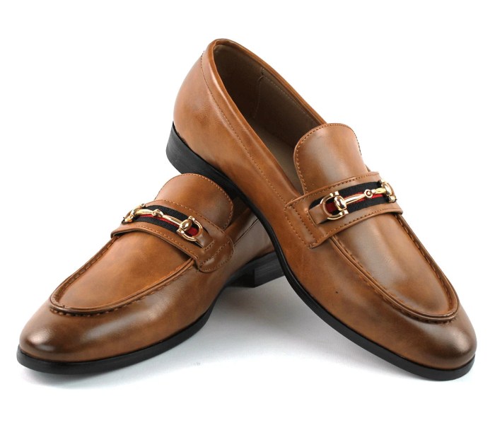 Mens cognac slip on dress shoes