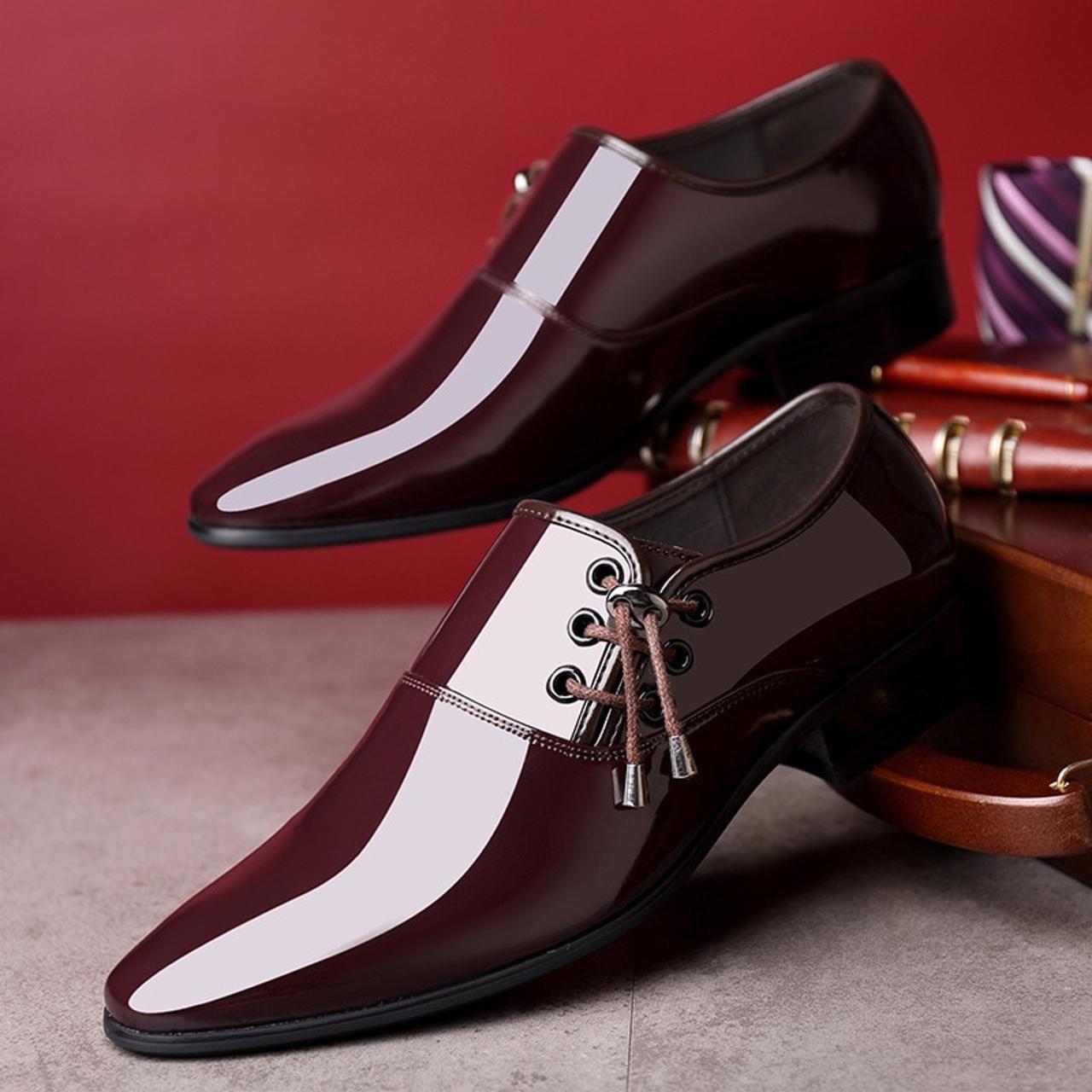 Patent leather men's dress shoes