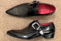 Mens dress shoes with silver buckle